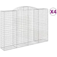 vidaXL Gabionen mit Hochbogen 4 Stk. 300x50x200/220cm Verzinktes Eisen