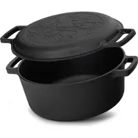 Brizoll Gusseisen Topf 6L Gusseisentopf Ø 28cm Brotbacken Kochtopf mit Deckel-Bratpfanne