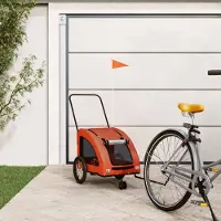 vidaXL Möbel Fahrradanhänger für Hunde Orange Oxford-Gewebe und Eisen - Fahrradanhänger 93977