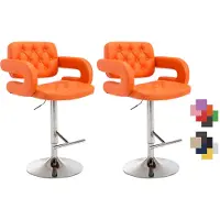 CLP 2er Set Barhocker Dublin höhenverstellbar und drehbar | Farbe orange