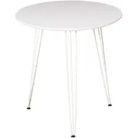 HOMCOM Runder Esstisch mit Haarnadelbeinen aus Metall, moderner nordischer Stil, für Küche, Wohnzimmer, Café, Bar, Ø70 x 75 cm, Weiß