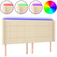 Syfax LED Kopfteil Creme 183x16x118/128 cm Stoff