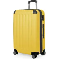 Hauptstadtkoffer Spree - Trolley 65cm mit Erweiterung, Hardshell Suitcase, Check-In Reisekoffer Gepäck 20 kg 4 Rollen, Hartschalen-Koffer TSA, 74L,Gelb