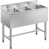 Vevor Spülbecken mit 3 Becken &amp; Spritzschutz &amp; Effizientem Abfluss