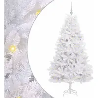 Syfax Künstlicher klappbarer Weihnachtsbaum Weiß 180 cm PVC und Stahl