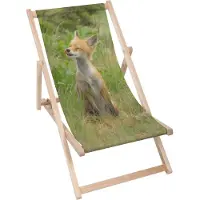 Dreamroots Liegestuhl klappbar Holz, Buchenholz bis zu 130 kg, Sonnenliege klappbar mit 3-stufiger Neigungsregulierung der Rückenlehne, Little Fox