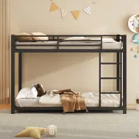 UnboxG Kinderbetten 90 x 200 cm, Etagenbetten, Eisenbetten, klassische Eisenetagenbetten, schwarz