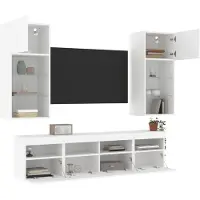 vidaXL 5-tlg. Wohnwand mit LED-Beleuchtung Weiß Holzwerkstoff 3216743