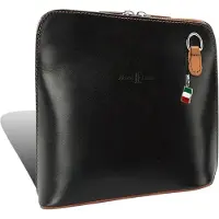 DrachenLeder Florence Echtleder Tasche Damen Mini Abendtasche schwarz braun Rindsleder 17x17x8 inklusive Italienanhänger D2OTF109F