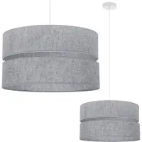 Light11 HOME Duo Leinen Hängelampe Weiss 1 Flacher Grauer Lampenschirm L04 40Cm
