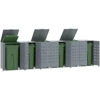 vidaXL Mülltonnenbox für 6 Tonnen Grau 414x79x117 cm Stahl