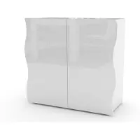 Möbelando Kommode >Onda< in Weiß Hochglanz - 90x81,2x40cm (BxHxT)