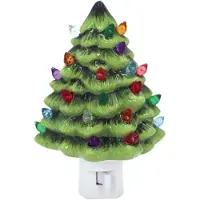 Mormark Festliche Keramik Nachtlampe mit 7W Glühbirne, Weihnachtedeko Nachtlicht Lampe, Steckdosenlampe - CERANIGHT