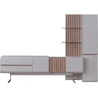 AEA Exklusive Wohnzimmer Set 2tlg. TV Lowboard und Schrank Regale Möbel