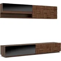 AEA Wohnzimmer Komplett 4tlg TV-Ständer Wohnwand Holzmöbel Wandregal Wandschrank