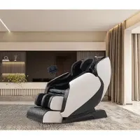 Happy Home Elektrischer Massagesessel mit Shiatsu Knet Klopf Rollenmassage Zero Gravity und Heizfunktion Schwarz Weiß