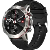 Douself ELF3 Smart-Sportuhr, 1,39-Zoll-TFT-Voll-Touchscreen/IP67 wasserdicht/mehrere Sportmodi/Nachrichtenanruf/Sitzungserinnerung/Fernfotoaufnahme, silbernes Vinyl
