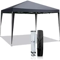 FCH 3x3m Pop Up Pavillion Gartenzelt Gartenpavillon Partyzelt UV-Schutz 50+ Wasserdicht, inkl .Tasche,grau