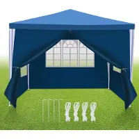 Fiqops Faziango 3 x 3 m Garten Pavillon tragbares wasserdichtes Zelt Partyzelt mit Spiralschläuchen, Blau