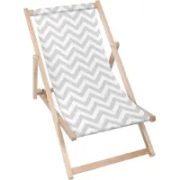 Dreamroots Liegestuhl klappbar Holz, Buchenholz bis zu 130 kg, Sonnenliege klappbar mit 3-stufiger Neigungsregulierung der Rückenlehne, Zig Zag Grey