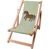 Dreamroots Kinder Liegestuhl Holz, Buchenholz bis zu 130 kg, Sonnenliege klappbar mit 3-stufiger Neigungsregulierung der Rückenlehne, Little Pony