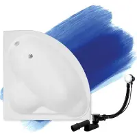 Badland Eckbadewanne Badewanne Standard 130x130 mit Ablaufgarnitur und Füßen GRATIS ohne Verkleidung