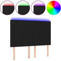 Syfax LED Kopfteil Schwarz 144x5x118/128 cm Stoff