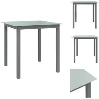vidaXL Gartentisch Hellgrau 80x80x74 cm Aluminium und Glas - Gartentische