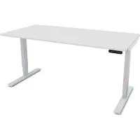 Assmann Elektrisch höhenverstellbarer Schreibtisch Y-Line Curved Weißaluminium, 180x80cm, Memoryfunktion, 2-fach-Motorik