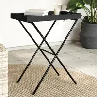 ZMH Tabletttisch Klappbar Schwarz 65x40x75 cm Poly Rattan