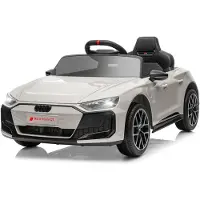 FCH Kinder-Elektroauto 12V 4,5Ah, 2 Geschwindigkeitsstufen, 2,4G-Fernbedienung, geeignet für Kinder von 3 bis 5 Jahren, Audi RS e-tron GT, Hellgrau