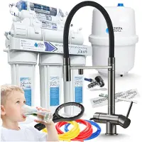 ARI Wasserfilter Set RO7 mit 3-Wege Küchenarmatur HighFlex Grafit, 7-stufige Umkehrosmose, Mineralisierung