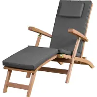 DeVries Teakholz-Liegestuhl Woodie inkl. Auflage - uni grey