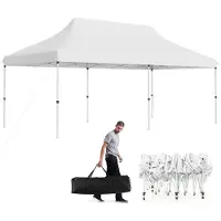 Costway 3x6m Pavillon mit Tragetasche, Partyzelt Faltpavillon höhenverstellbar, wasserabweisend, UV-Schutz 50+