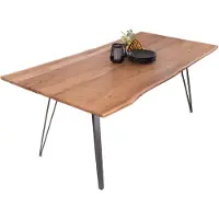 Sam Esstisch Baumkante 200 x 100 cm Akazie massiv naturfarben Metallgestell Silber CELIA