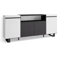 Skraut Home Sideboard, Highboard, 200x35x87cm, 4 Türen, Industriedesign, Weiß und Schwarz