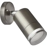 Licht-Erlebnisse Strahler Garten Glas Edelstahl GU10 IP54 verstellbar Chrom matt rund Modern Gartenstrahler