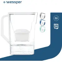 Wessper Kühlschrank-Wasserfilterkanne D3 Slim AquaMax 2,7 L WeiB + 1 Filter – kompatibel mit Brita Maxtra