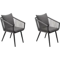 Degamo Gartensessel RIVA, Alu anthrazit + Rope grau, mit Polster grau, 2 Stück