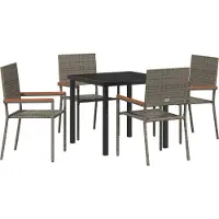 vidaXL Best Möbel 5-teiliges Garten Essset Grau Poly Rattan - Gartenstühle CHY868667