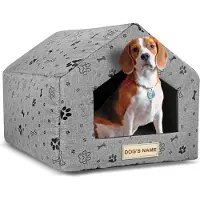 AIO Factory Personalisiertes Hundebett, Haus, 50x40 cm, H=38 cm, schwarze Pfoten