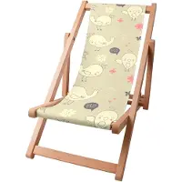 Dreamroots Kinder Liegestuhl Holz, Buchenholz bis zu 130 kg, Sonnenliege klappbar mit 3-stufiger Neigungsregulierung der Rückenlehne, Little Birds