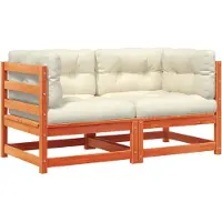 vidaXL Garten-Ecksofas mit Kissen 2 Stk. Wachsbraun Massivholz Kiefer