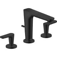 Hansgrohe AXOR Citterio C 3-Loch Waschtischarmatur 125, mit Zugstangen-Ablaufgarnitur, 49060670, Farbe: Mattschwarz