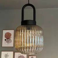Bamyum Glas Honig Farbe Einzel Kronleuchter Tumbled Lock Head Retro Pendelleuchte