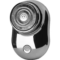 Douself Z-168 tragbarer Mini-Rasierer für Herren, USB-Aufladung, rotierender Einzelklingenkopf, IPX5 wasserdicht, Silber