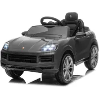 FCH Kinder Elektroauto 12V Kinderauto Elektrisch 2,4G-Fernbedienung, Porsche Cayenne Elektrofahrzeuge mit MP3, Musik, Hupe, LED-Leuchten (grau)