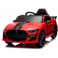 Beneo Ford Shelby Mustang GT 500 Cobra Elektroauto für Kinder, Rot, 2,4-GHz-Fernbedienung, USB-Eingang, LED-Leuchten, 2 x 30-W-Motor, ORIGINAL-Lizenz