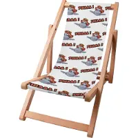 Dreamroots Kinder Liegestuhl klappbar Holz bis zu 130 kg, Sonnenliege klappbar mit 3-stufiger Neigungsregulierung der Rückenlehne, Cartoon Fox