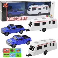 Leantoys Lean Metall-Autobausatz Mit Camper-Anhänger Blau